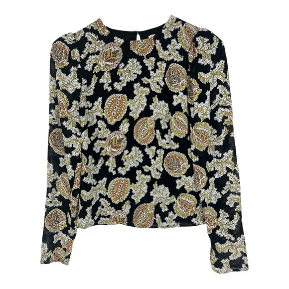 Reformation Tops - Reformation Sz XS Talia Top Black Floral Puff Shoulder Sleeves EUC